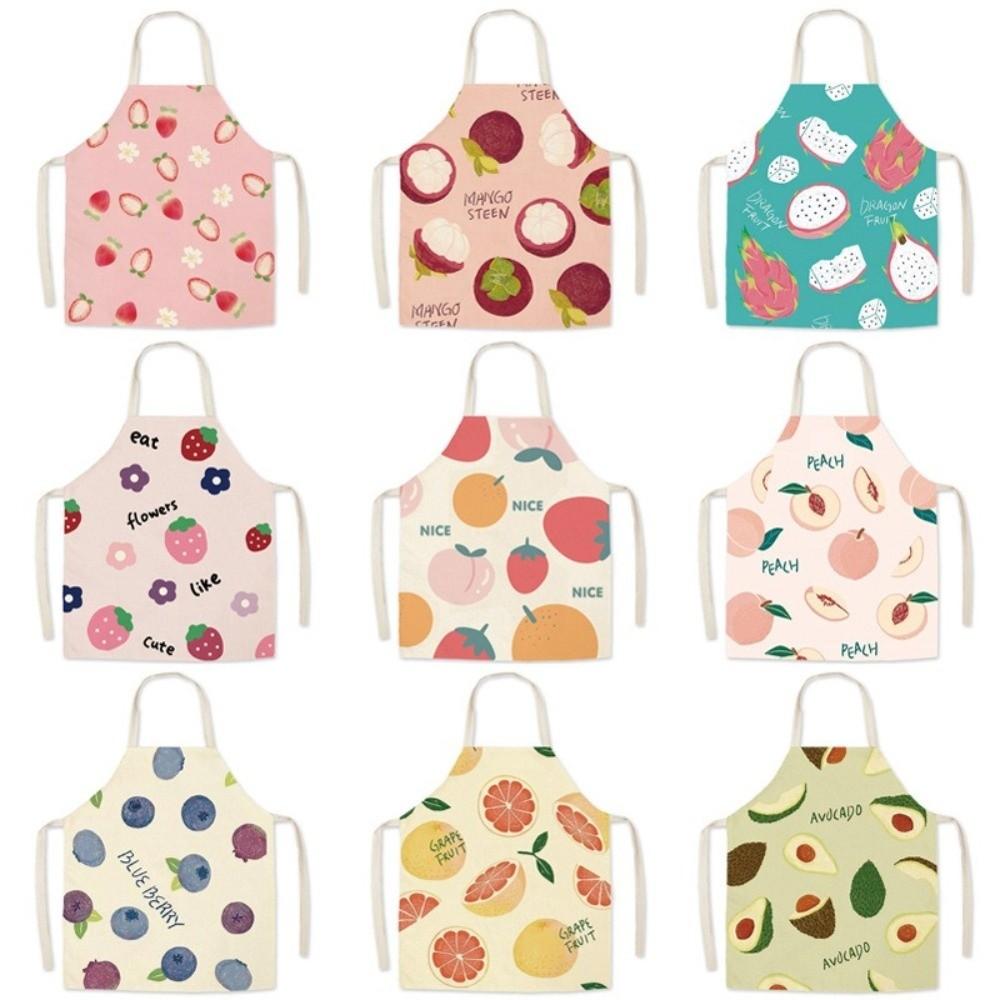 Strawberry Peach Halter Neck Apron Fruit Pattern Household Apron New Children Apron  Home Use