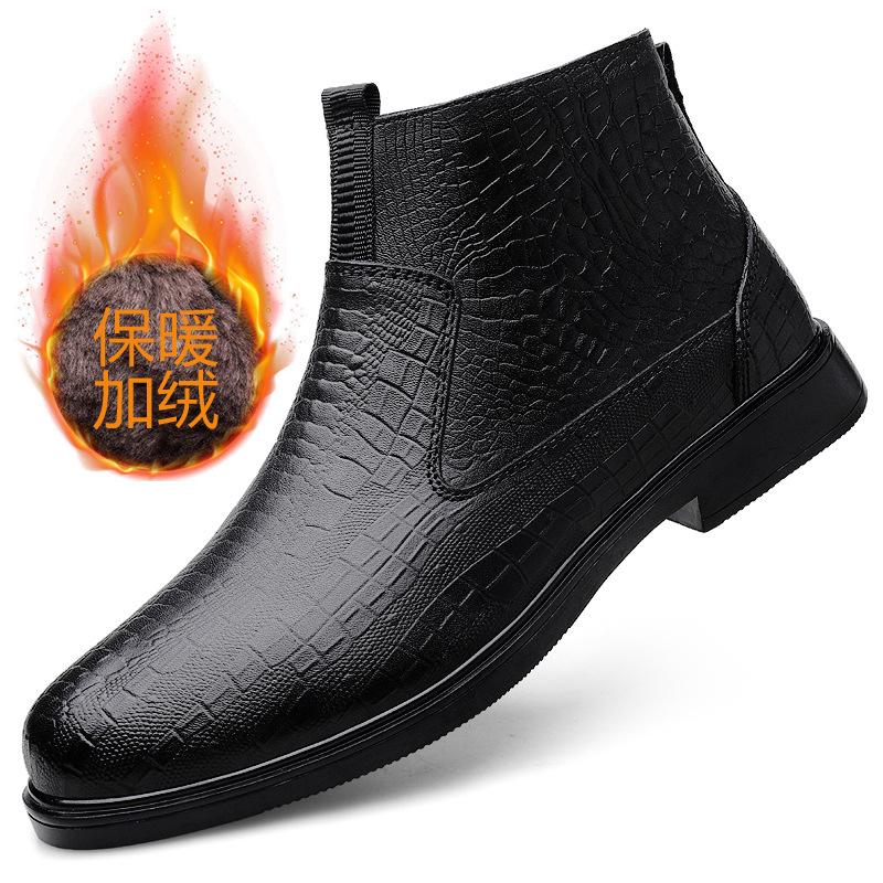 

Модные кожаные ботинки осень и зима высокие голенища натуральная кожа коровья кожа поверхность носок повседневные деловые кожаные туфли на каждый день 45