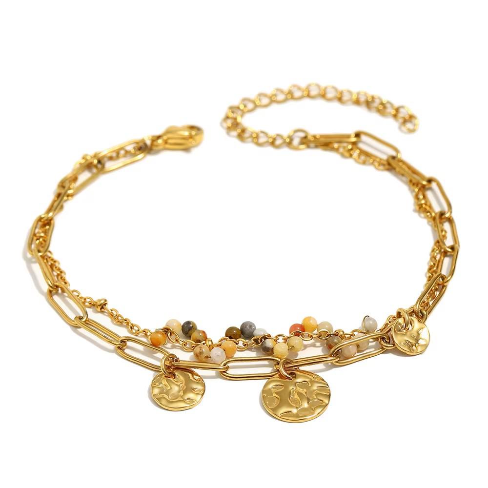 European & American Fashion Temperament 18K Gold-Plated Stainless Steel Fruit Beaded Personalized Women's Bracelet