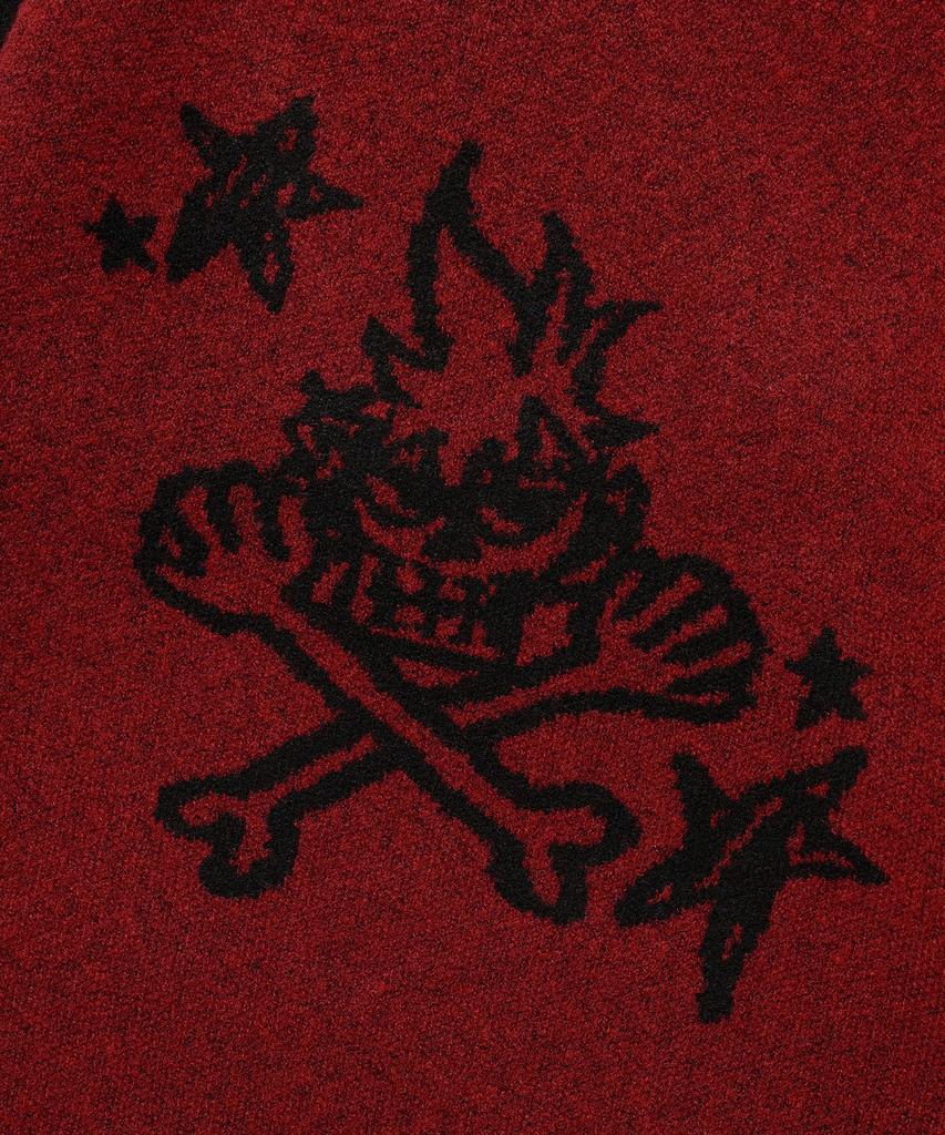 NICEGHOSTCLUB Skull Check L/S Knit Tee_Red(Ng2Efuk606A)