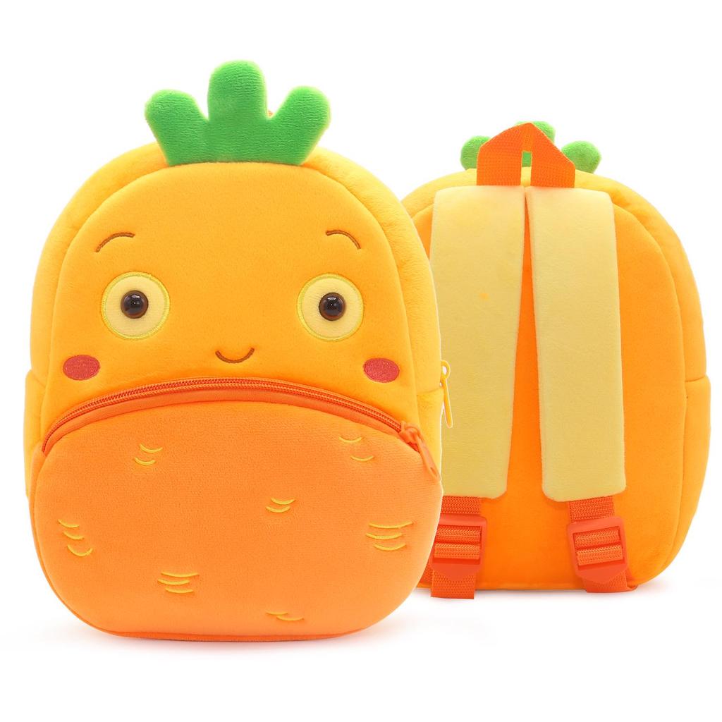Adorable Cartoon Fruit Backpack for Kids Aged 2-4: Soft Plush Double Shoulder Design