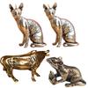 Brass Hairless Cat Small Statue Desktop Ornaments Vintage Animal Figurines Model Lucky Home Decorations Crafts Accessories