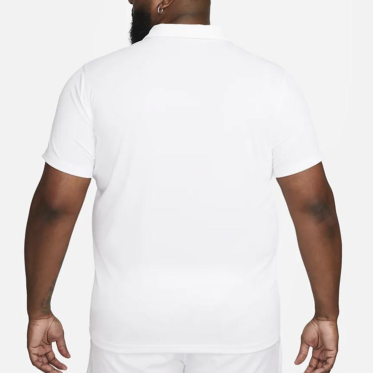 Nike Solid Color Logo Polo With Button-Up Short Sleeves Men Tops White DH0857-100
