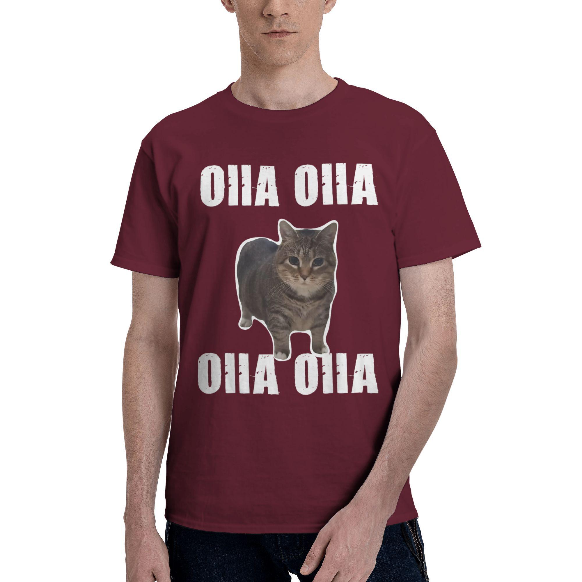 

Ойя Ойя Крутящийся Интернет-мем Кот Мужские футболки Юмористическая футболка с мозговым гниением Футболка с коротким рукавом и круглым вырезом Одежда из чистого хлопка XXXXXL