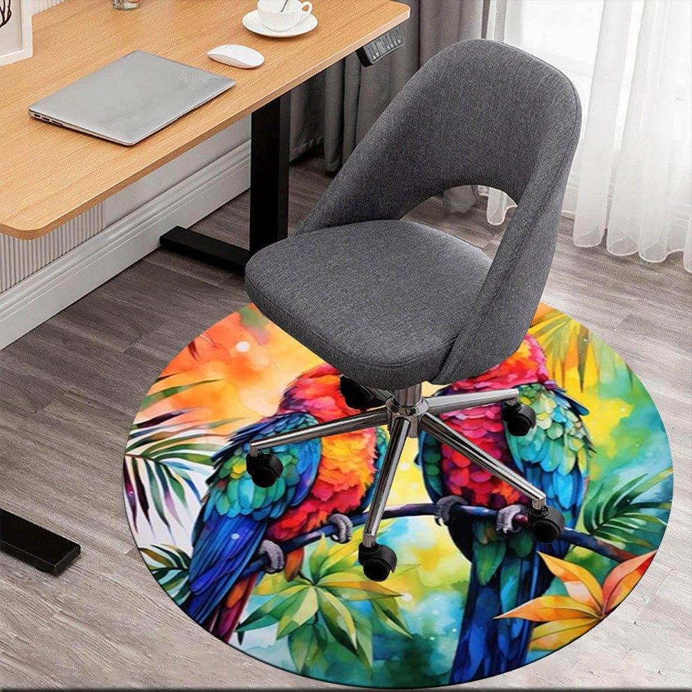 

Colorful Parrot Tropical Bird Art Print PosterRound Non-Slip chair mat chair carpet for office Rugs for Office Decor Gift For Valentine s Day Mother s 80cm by 80cm