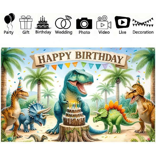 Dinosaur Birthday Banner Backdrop for Kids Decorations Prehistoric Party Supplies Happy Birthday Backdrop Dino Banner Dinosaur Decorations for