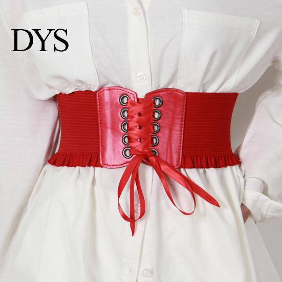 Women Wide Belt Corset Waist for Lace Up Tied Waspie Trendy Elastic Dresses Halloween Pirate Costume Accessory Retro Design