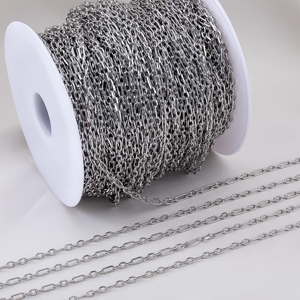 1M 18K Gold Plated Brass Square Link O Shape Chain for Jewelry Making Supplies DIY Bracelet Necklace Material Chain Accessories