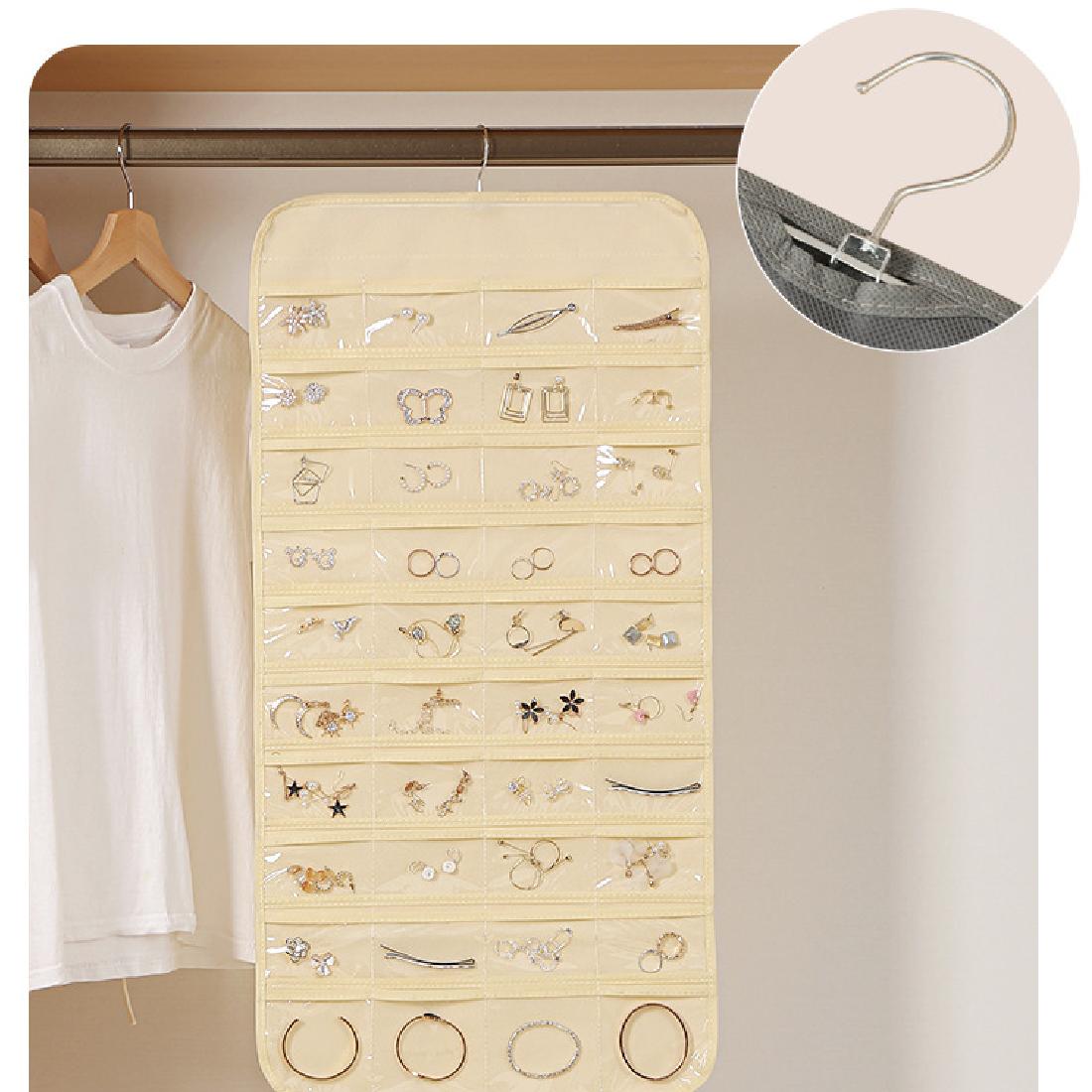 Organizer Gioielli Da Appendere Aucuu - 39 Tasche + 3 Ganci Per Collane, Porta Orecchini - Foto 11