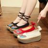 Fashion 2024  Ethnic Style Embroidered Shoes Women's Net Ahoes Spring And Autumn Lace-up  Retro Fashion Hanfu Shoes women's Cloth Shoes