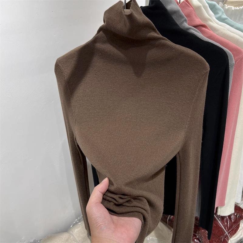 Maglione Dolcevita Lavorato a Maglia Slim-Fit da Donna - Primavera 2025 Top a Collo Alto a Maniche Lunghe Sovrapposto
