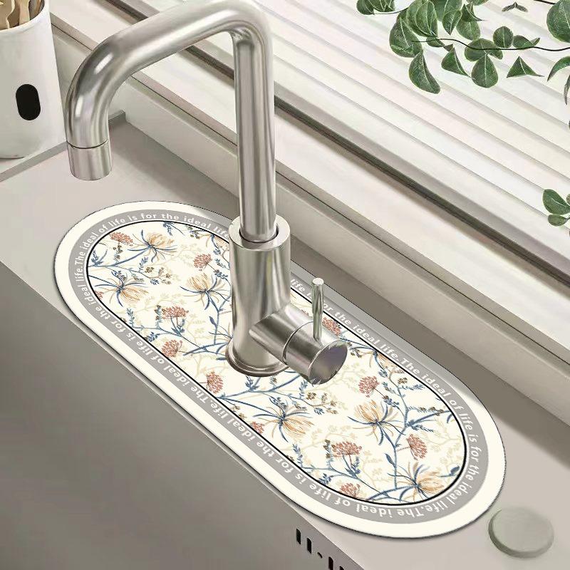 Sink Faucet Drain Pad Table Mat Mud Absorbent Pad Non-slip Anti-mildew Mat for Kitchen