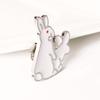 Cartoon Lovely White Rabbits Brooch Pins Animal Brooch Denim Jacket Pin Badge Gift Funny Fashion Jew