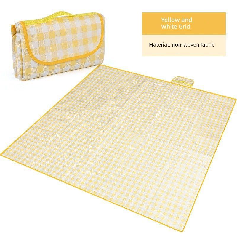 

Picnic Mat, Spring Outing Cushion, Moisture-Proof Mat, Outdoor Oxford Cloth Non-Woven Waterproof Mat, Thickened for Outings, Ins-Style Picnic Non-Woven Yellow Grid (150*100 Picnic mat
