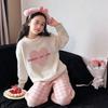 Girls Thick Coral Fleece Pajama Set Half Velvet Winter Warm Sleepwear for Older Kids Teens Family Homewear