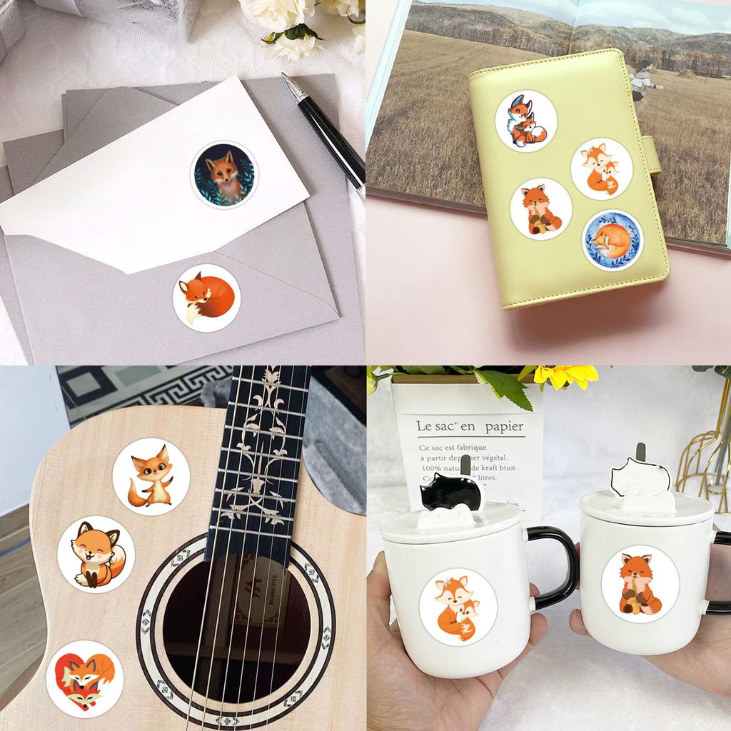 500 Stickers/roll Fox Animal Roll Hand Tent Tape Refrigerator Skateboard Cabinet Cup Mobile Phone Hand Tent Tape