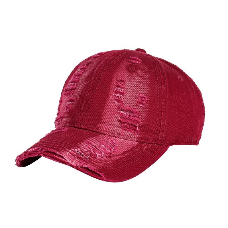 

Рваная градиентная кепка с индивидуальным дизайном для женщин в стиле ретро с диким лицом, маленькая бейсболка для мужчин и женщин, корейская версия красный