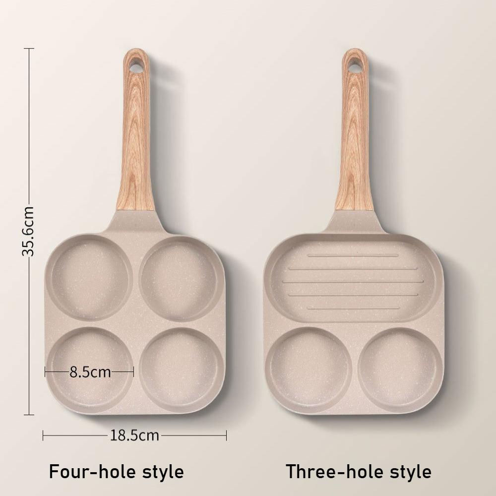 3/4 Hole Omelette Pot Nonstick Flats Bottomed Egg Steak Pot Divided Household Breakfast Egg Burger Frying Pan Universal Stove