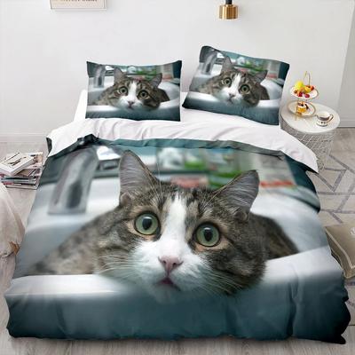 3D Gedrucktes Tier Katze Bettwäscheset Jungen Mädchen Einzel- Queen-Size Bettbezug Kissenbezug Bett Kinder Erwachsene Mode Heimtextil