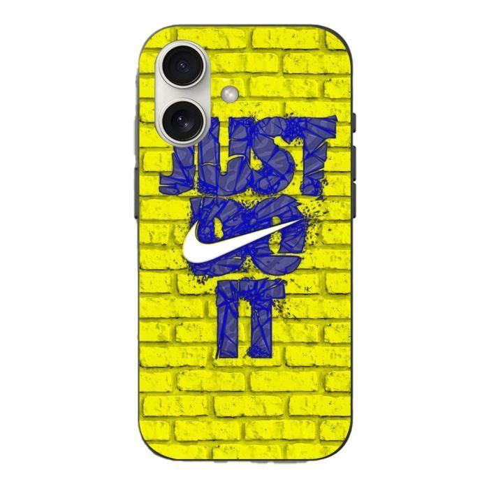 Cover - Just Do It - Iphone 16 Plus - Colore Blu - Colore Giallo - Morbida giallo