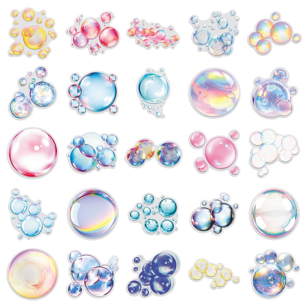 50/100PCS Transparent PET Bubble Stickers Colorful Small Fresh Cartoon Waterproof Decoration DIY Computer Stickers