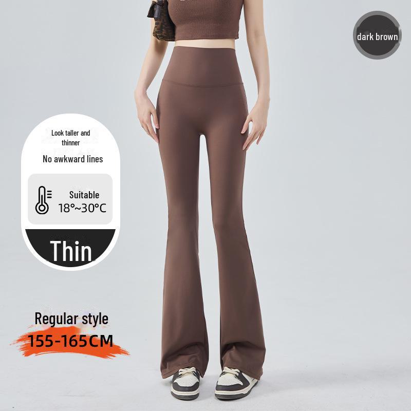 

Женские флисовые расклешенные штаны для йоги с высокой талией и подтяжкой живота на осень/зиму S темно-коричневого