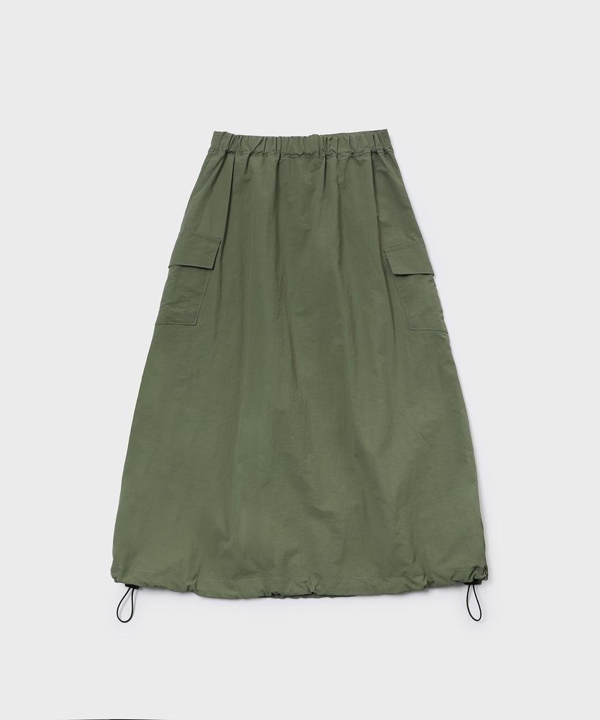 Slow Record House Nylon Cargo Long Skirt_Khaki