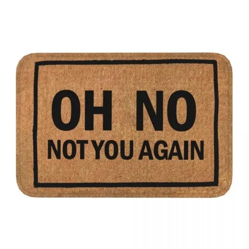 Funny Door Mat Oh No Not You Again Entrance Doormat Flannel Bath Mat Anti-Slip Welcome Mats for Home Kitchen Washable Indoor M