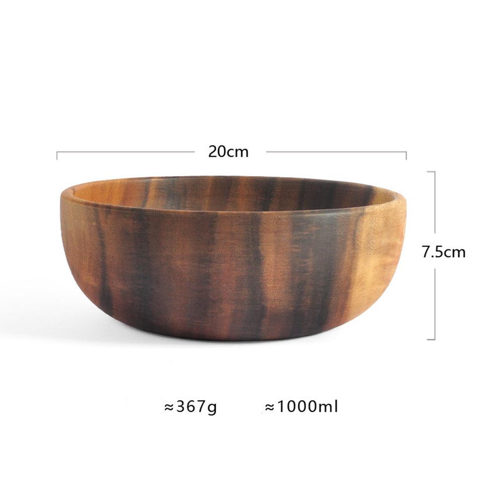 Jaswehome 1Pcs Salad Bowl Natural Acacia Wood Handmade Tableware Salad Grains Dried Fruit Shallow Mouth Bowl