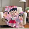 Anime Chibi maruko chan Blanket For Sofa Office Bed Plane Travel Sleep Read Relax Camping Soft And Warm