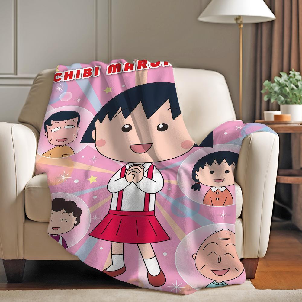Anime Chibi maruko chan Blanket For Sofa Office Bed Plane Travel Sleep Read Relax Camping Soft And Warm