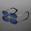 KAMMPT Tendance Rétro Monture Métal Sans Bord Lunettes de Soleil Femmes Lentilles Multicolores Marque Ins Design Lunettes de Soleil Nouvelle Mode Chic Randonnée Lunettes de Soleil