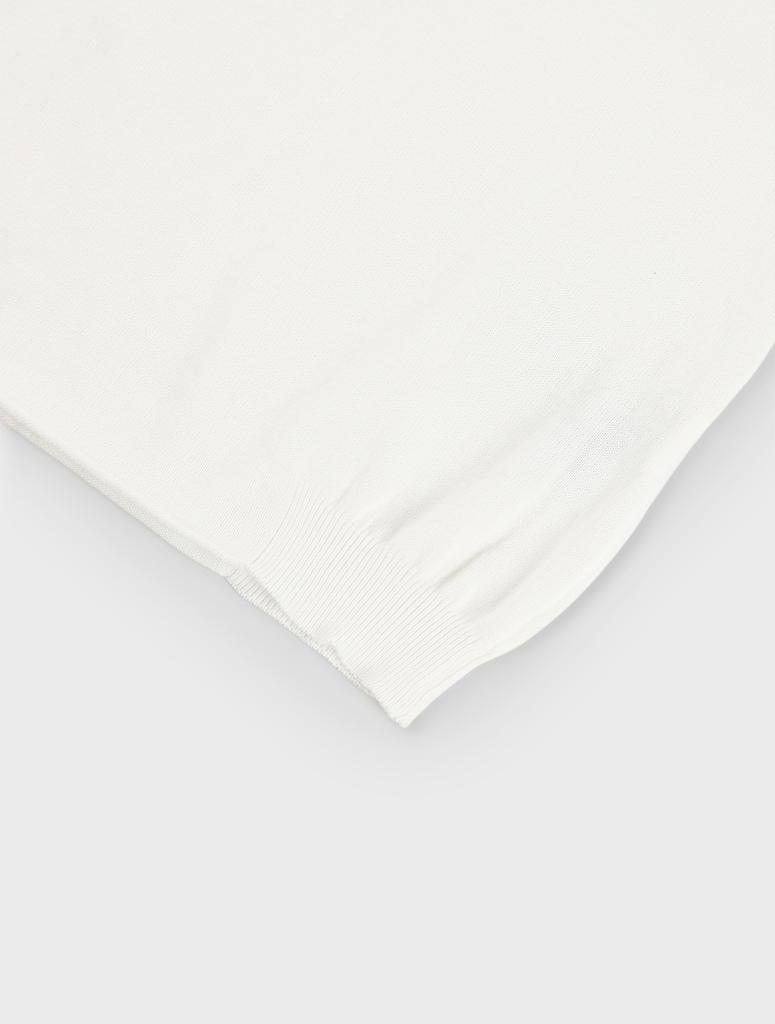 PANICALE Ivory Herringbone Cotton Short Sleeve Polo Knit