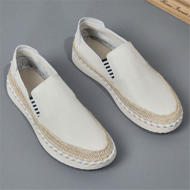 New Fashion Fisherman Loafers New Men's White Genuine Leather Espadrilles Shoes Male Walking Sneakers Footwears Zapatos Hombre
