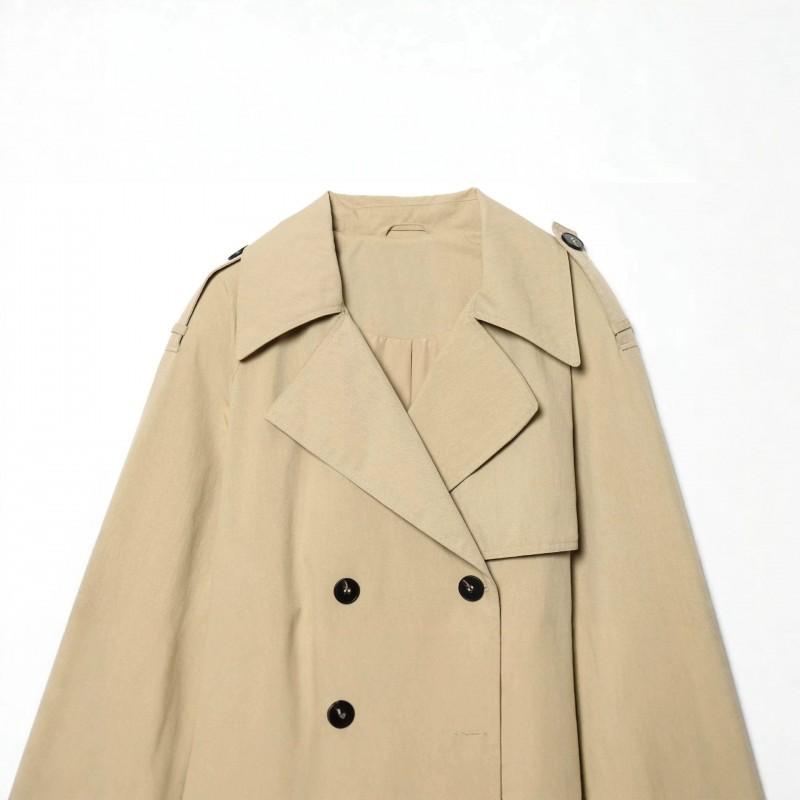 Womens Fashion Trench Coat With Belt Padded Shoulders Casual Loose Fit Fall Outerwear