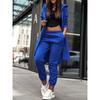 Women's Hooded Zipper Irregular Large Coat Mid Waist Pencil Pants Two-Piece Suit Autumn Winter Solid Color Printing Suit