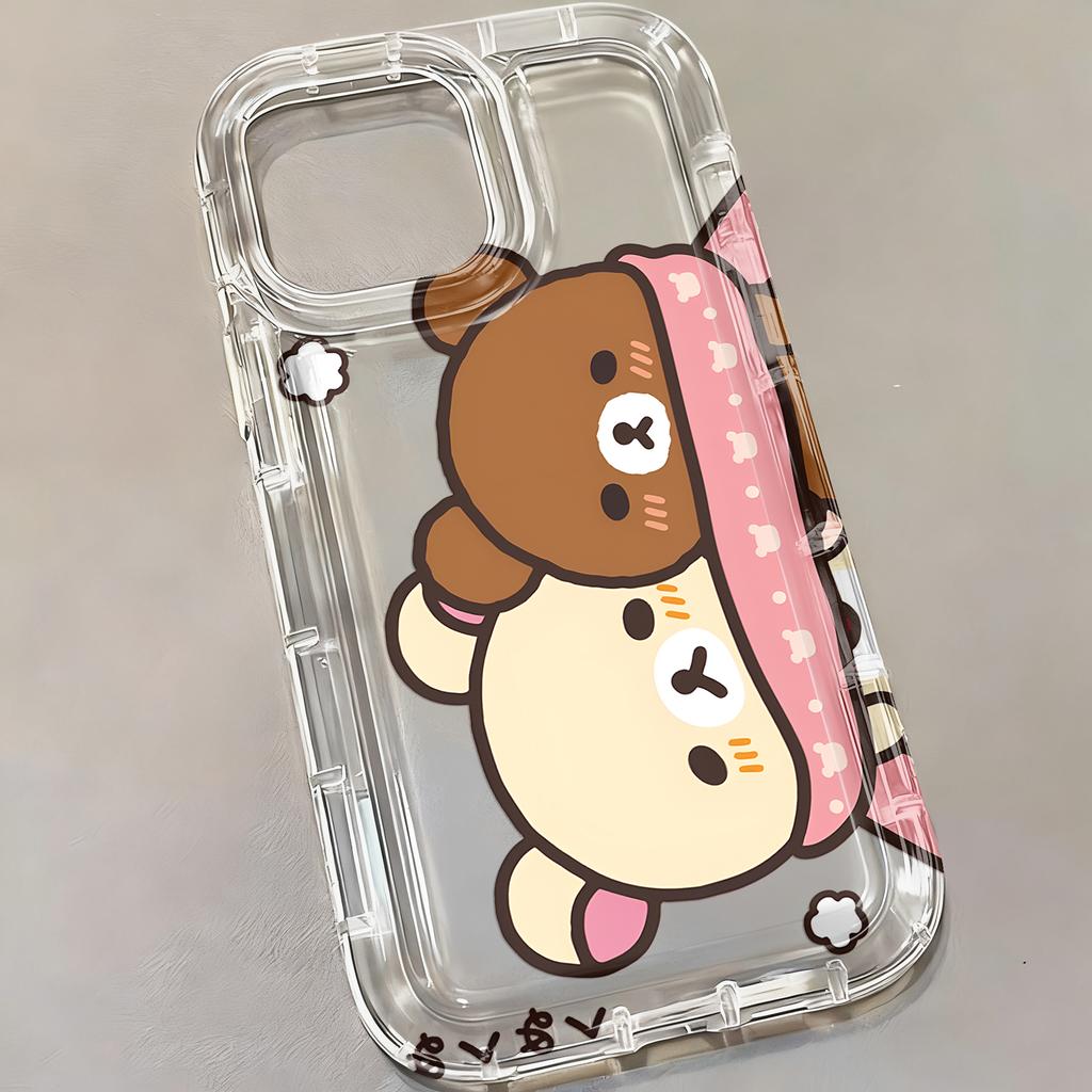 Phone Case for iPhone 17 16e 16 15 14 13 12 11 Pro Max 7 8 Plus X XR XSMax Airbag Anti Fall Clear Cover Cartoon R-Rilakkumas