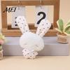 Fluffy Animal Pendant Ribbon Bow Rabbit Plush for Backpacks, Stuffed Plaid Ear Keychain Bunny Bag Charm, Soft Decoration Lightweight