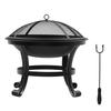 Brasero Chimney Outdoor Round Fireplace With Spark Screen Metal Poker Dim 55L X 55W X 50H Cm Black