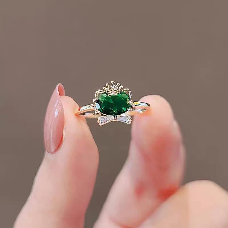 Japanese Emerald Little Tiger Open Ring: Cute Fruit Design for Women Adjustable Open