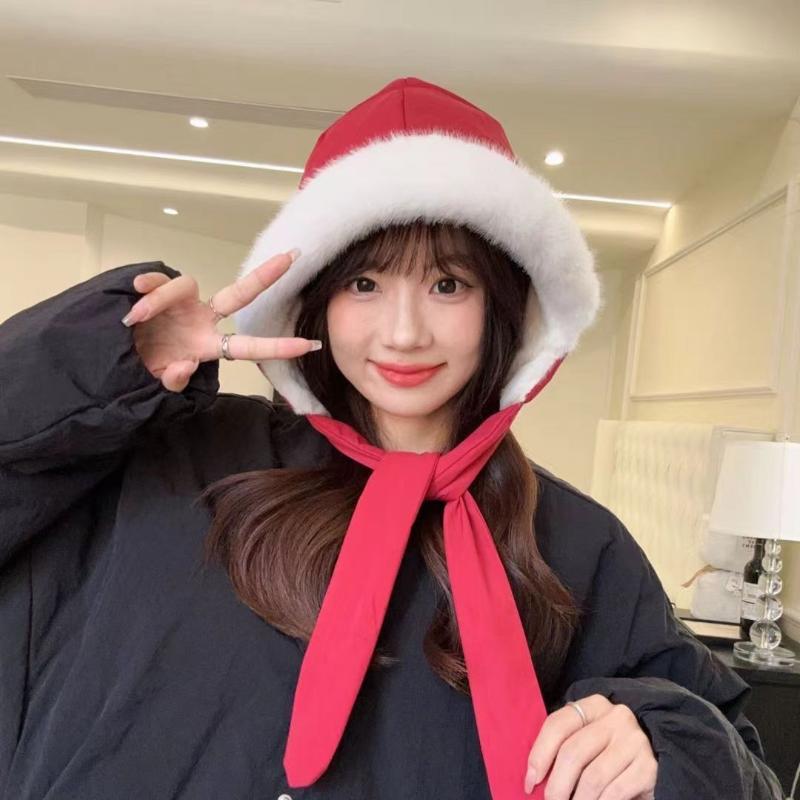Korean Trendy Strap Warm Hat Ear Protection Cap Thickened Fleece-lined Bucket Hats Casual Versatile Ear Flap Cap Crossbody Bag