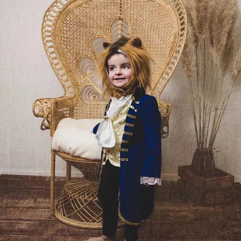 Boys Beauty Beast Role Play Jacket Costume Halloween Performance Dress Up Costume School Anime Wig Party Costume