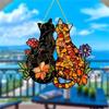 Housewarming Gift Acrylic Light Catcher Colorful Butterfly Two Kittens Garden Charm for Holiday Decoration