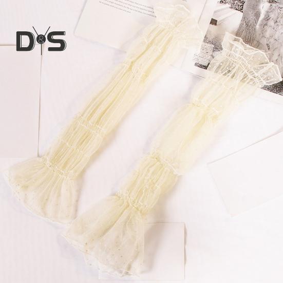 Manicotti lunghi da donna in rete ultrasottile Protezione solare UV Raffreddanti Guanti senza dita Pizzo Tulle Manicotti solari per braccia e gambe per Ciclismo Guida Escursionismo