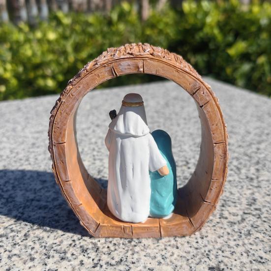 Oval Doğuş Asılı Süsü Ev Ofis Noel Ağacı El Boyaması İsa'nın Doğuşu Sahnesi Kutsal Aile Tatil Dini Dekorasyon Kolye