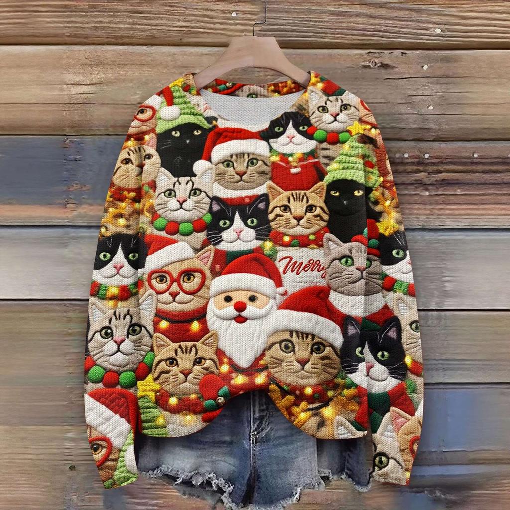 Women'S Christmas Sweater Cute Fun Christmas Sweater Fall And Winter Long Sleeve Knitted Sweater