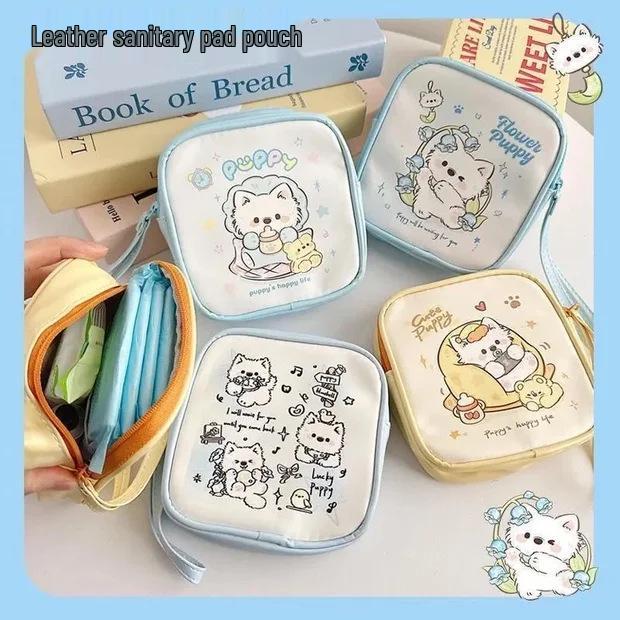 

Newcomer Discount: Cartoon Puppy Period Storage Bag - Portable, Large Capacity for Students