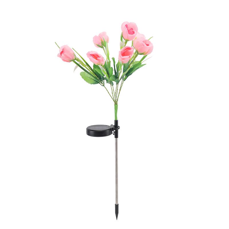 2024 Solar Flower Lantern: Outdoor LED Garden Light with 7-Head Water Droplet Sweetheart Roses