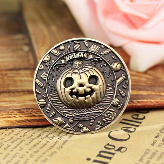 Halloween Coin Festive Trick-or-Treat Coins with Pumpkins Artistic Handmade Commemorative Coins Decision Maker Yes/No Coins
