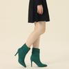 Allegra K Women's Slouch Pointy Toe Pull-On Stiletto Heel Ankle Boots, Green, Size 25.0cm
